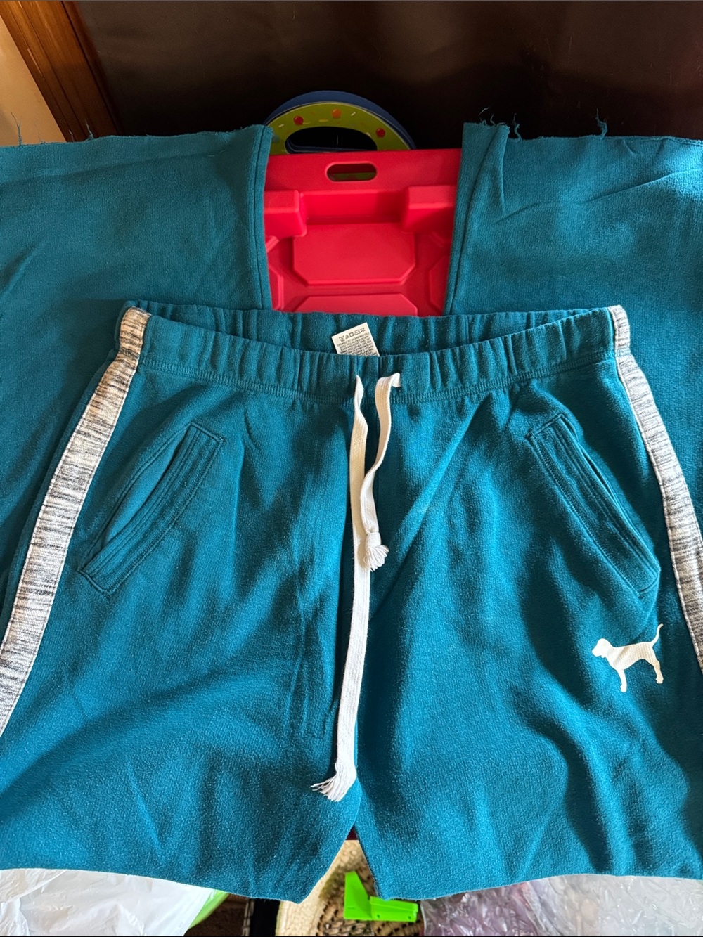 Women’s Teal Drawstring Sweatpants with Side Stripe
